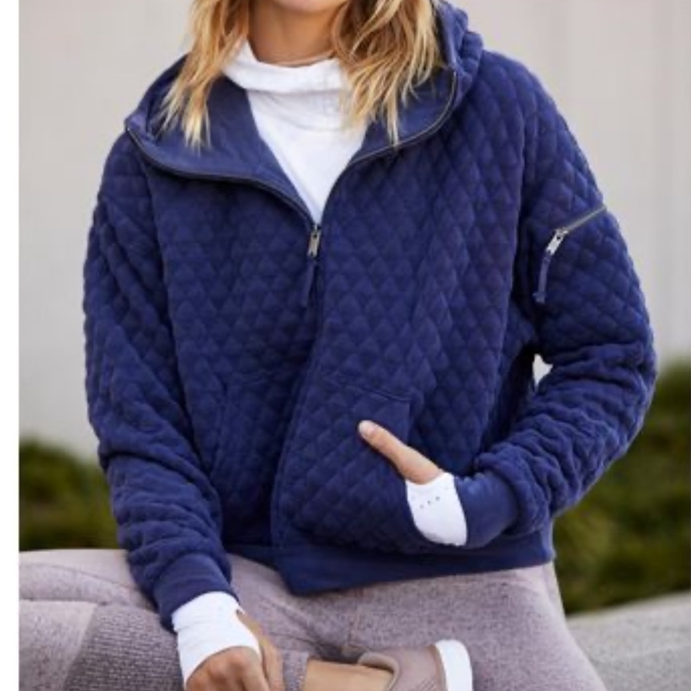 NWT Free People Quilted Hoodie Sweatshirt Jacket Z280-2